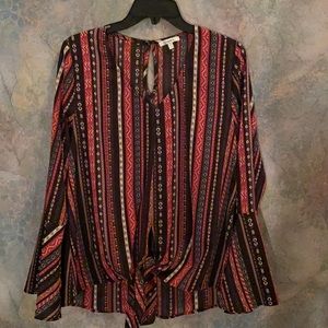 Jodifl Tie Front & Bell Sleeve Top